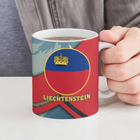 Liechtenstein Ceramic Mug with Mountain Goat Landscape Design and Red Blue Alps - Wonder Print Shop
