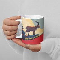 Liechtenstein Ceramic Mug with Mountain Goat Landscape Design and Red Blue Alps - Wonder Print Shop