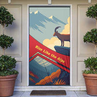 Liechtenstein Door Cover with Mountain Goat Landscape Design and Red Blue Alps - Wonder Print Shop