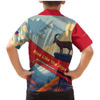 Liechtenstein Family Matching Mermaid Dress and Hawaiian Shirt with Mountain Goat Landscape Design and Red Blue Alps - Wonder Print Shop