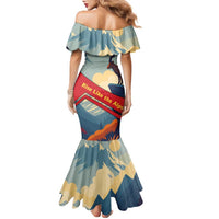 Liechtenstein Family Matching Mermaid Dress and Hawaiian Shirt with Mountain Goat Landscape Design and Red Blue Alps - Wonder Print Shop