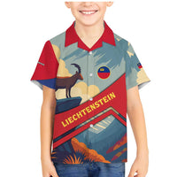 Liechtenstein Family Matching Mermaid Dress and Hawaiian Shirt with Mountain Goat Landscape Design and Red Blue Alps - Wonder Print Shop