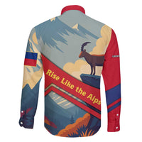 Liechtenstein Family Matching Off Shoulder Maxi Dress and Hawaiian Shirt with Mountain Goat Landscape Design and Red Blue Alps - Wonder Print Shop