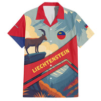 Liechtenstein Family Matching Puletasi and Hawaiian Shirt with Mountain Goat Landscape Design and Red Blue Alps - Wonder Print Shop