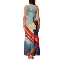 Liechtenstein Family Matching Tank Maxi Dress and Hawaiian Shirt with Mountain Goat Landscape Design and Red Blue Alps - Wonder Print Shop
