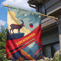 Liechtenstein Garden Flag with Mountain Goat Landscape Design and Red Blue Alps - Wonder Print Shop