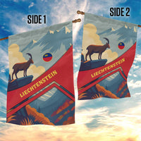 Liechtenstein Garden Flag with Mountain Goat Landscape Design and Red Blue Alps - Wonder Print Shop