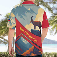 Liechtenstein Hawaiian Shirt with Mountain Goat Landscape Design and Red Blue Alps - Wonder Print Shop