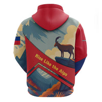 Liechtenstein Hoodie with Mountain Goat Landscape Design and Red Blue Alps - Wonder Print Shop