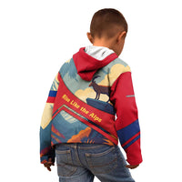 Liechtenstein Kid Hoodie with Mountain Goat Landscape Design and Red Blue Alps - Wonder Print Shop