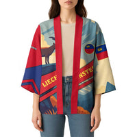 Liechtenstein Kimono with Mountain Goat Landscape Design and Red Blue Alps - Wonder Print Shop