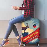 Liechtenstein Luggage Cover with Mountain Goat Landscape Design and Red Blue Alps - Wonder Print Shop