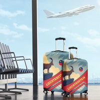 Liechtenstein Luggage Cover with Mountain Goat Landscape Design and Red Blue Alps - Wonder Print Shop