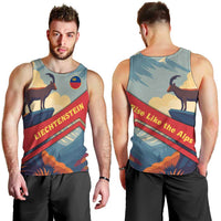 Liechtenstein Men Tank Top with Mountain Goat Landscape Design and Red Blue Alps - Wonder Print Shop