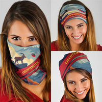 Liechtenstein Neck Gaiter with Mountain Goat Landscape Design and Red Blue Alps - Wonder Print Shop
