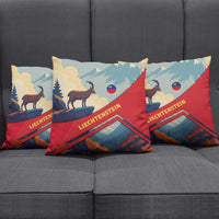 Liechtenstein Pillow Cover with Mountain Goat Landscape Design and Red Blue Alps - Wonder Print Shop