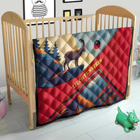 Liechtenstein Quilt with Mountain Goat Landscape Design and Red Blue Alps - Wonder Print Shop