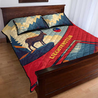 Liechtenstein Quilt Bed Set with Mountain Goat Landscape Design and Red Blue Alps - Wonder Print Shop
