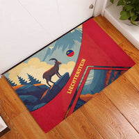 Liechtenstein Rubber Doormat with Mountain Goat Landscape Design and Red Blue Alps - Wonder Print Shop