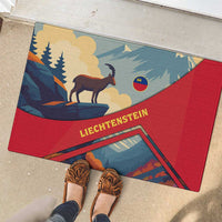 Liechtenstein Rubber Doormat with Mountain Goat Landscape Design and Red Blue Alps - Wonder Print Shop