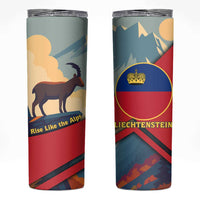 Liechtenstein Skinny Tumbler with Mountain Goat Landscape Design and Red Blue Alps - Wonder Print Shop