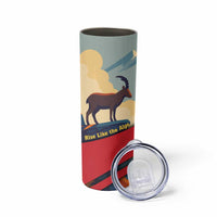 Liechtenstein Skinny Tumbler with Mountain Goat Landscape Design and Red Blue Alps - Wonder Print Shop