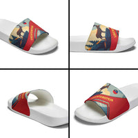 Liechtenstein Slide Sandals with Mountain Goat Landscape Design and Red Blue Alps - Wonder Print Shop