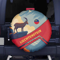 Liechtenstein Spare Tire Cover with Mountain Goat Landscape Design and Red Blue Alps - Wonder Print Shop