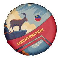 Liechtenstein Spare Tire Cover with Mountain Goat Landscape Design and Red Blue Alps - Wonder Print Shop