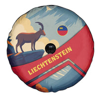 Liechtenstein Spare Tire Cover with Mountain Goat Landscape Design and Red Blue Alps - Wonder Print Shop