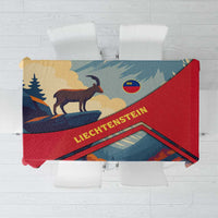 Liechtenstein Tablecloth with Mountain Goat Landscape Design and Red Blue Alps - Wonder Print Shop