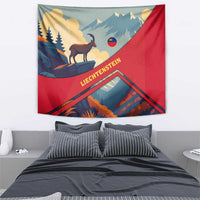 Liechtenstein Tapestry with Mountain Goat Landscape Design and Red Blue Alps - Wonder Print Shop