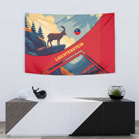 Liechtenstein Tapestry with Mountain Goat Landscape Design and Red Blue Alps - Wonder Print Shop