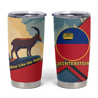 Liechtenstein Tumbler Cup with Mountain Goat Landscape Design and Red Blue Alps - Wonder Print Shop