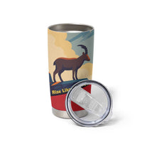 Liechtenstein Tumbler Cup with Mountain Goat Landscape Design and Red Blue Alps - Wonder Print Shop