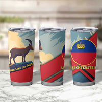 Liechtenstein Tumbler Cup with Mountain Goat Landscape Design and Red Blue Alps - Wonder Print Shop