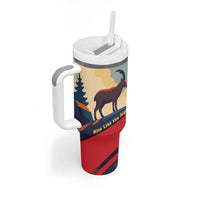 Liechtenstein Tumbler With Handle with Mountain Goat Landscape Design and Red Blue Alps - Wonder Print Shop