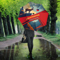 Liechtenstein Umbrella with Mountain Goat Landscape Design and Red Blue Alps - Wonder Print Shop