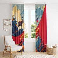 Liechtenstein Window Curtain with Mountain Goat Landscape Design and Red Blue Alps - Wonder Print Shop