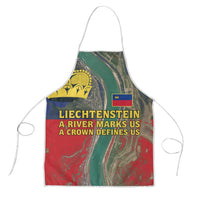 Liechtenstein Apron with Red Blue Aerial River Design and Yellow Crown Emblem - Wonder Print Shop