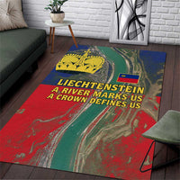 Liechtenstein Area Rug with Red Blue Aerial River Design and Yellow Crown Emblem - Wonder Print Shop