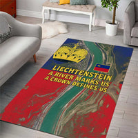 Liechtenstein Area Rug with Red Blue Aerial River Design and Yellow Crown Emblem - Wonder Print Shop