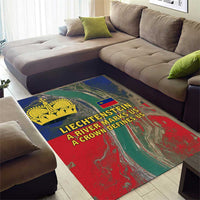 Liechtenstein Area Rug with Red Blue Aerial River Design and Yellow Crown Emblem - Wonder Print Shop