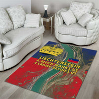 Liechtenstein Area Rug with Red Blue Aerial River Design and Yellow Crown Emblem - Wonder Print Shop