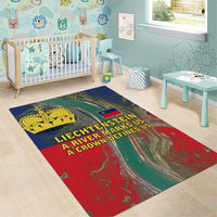 Liechtenstein Area Rug with Red Blue Aerial River Design and Yellow Crown Emblem - Wonder Print Shop