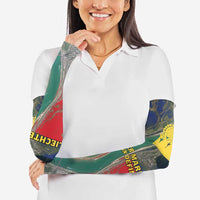 Liechtenstein Arm Sleeves with Red Blue Aerial River Design and Yellow Crown Emblem - Wonder Print Shop