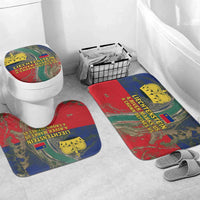 Liechtenstein Bathroom Set with Red Blue Aerial River Design and Yellow Crown Emblem - Wonder Print Shop