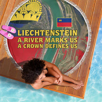 Liechtenstein Beach Blanket with Red Blue Aerial River Design and Yellow Crown Emblem - Wonder Print Shop