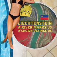 Liechtenstein Beach Blanket with Red Blue Aerial River Design and Yellow Crown Emblem - Wonder Print Shop