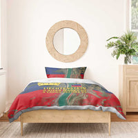 Liechtenstein Bedding Set with Red Blue Aerial River Design and Yellow Crown Emblem - Wonder Print Shop